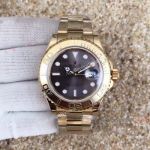 Swiss Replica Rolex Yachtmaster 3135 Watch Yellow Gold Gray Dial